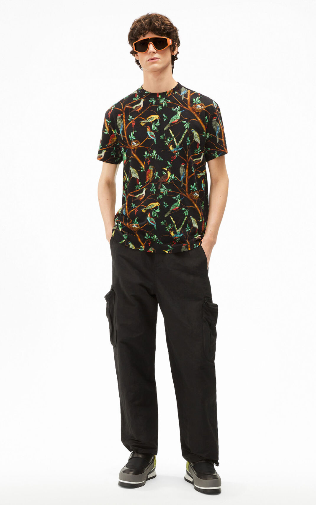 T Shirt Kenzo Tapestry of birds casual Homme Noir | CBFA-07942